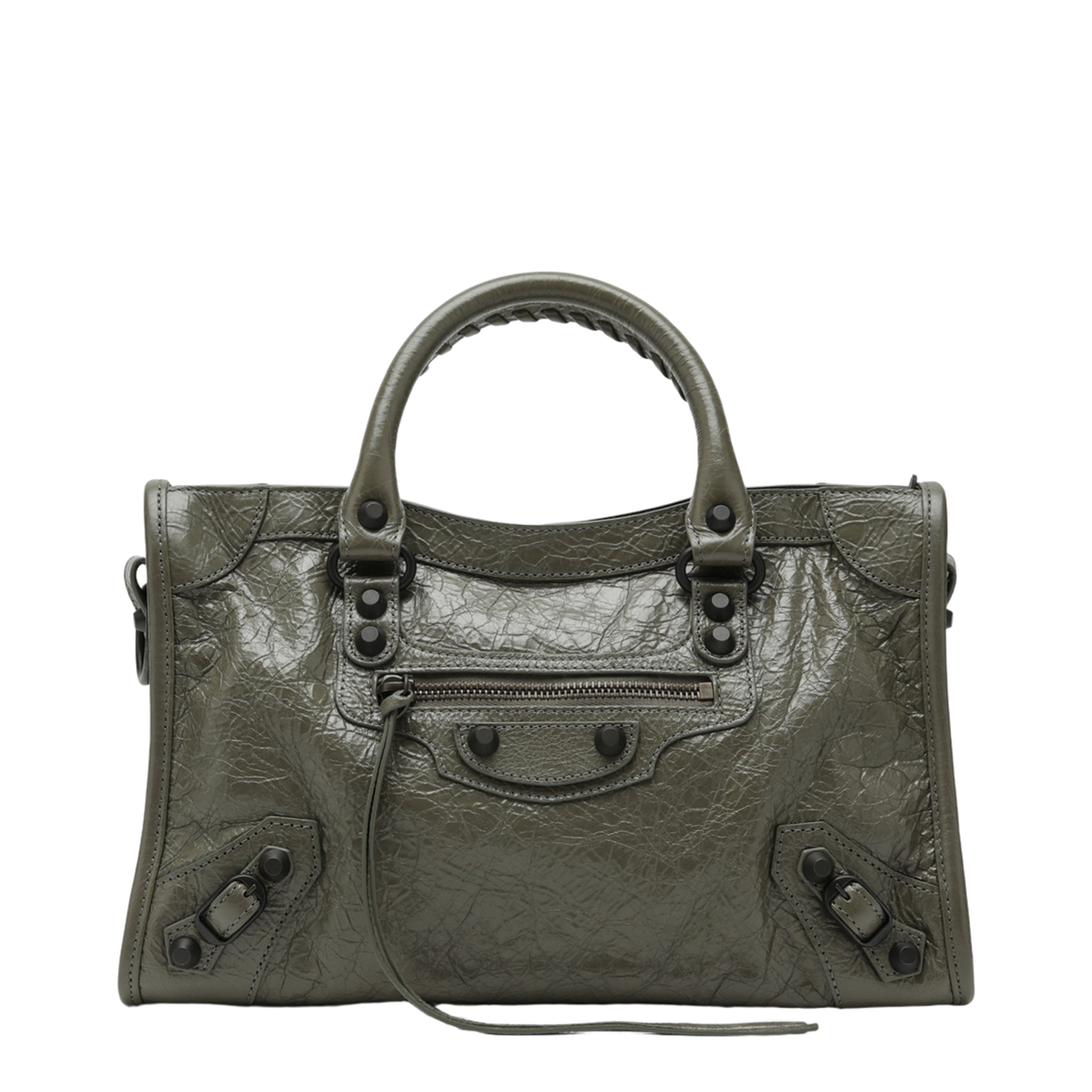 Le City Small Storico Fine-Grained Lambskin Leather Top-Handle Bag - Army Green