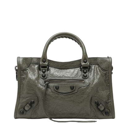 Le City Small Storico Fine-Grained Lambskin Leather Top-Handle Bag - Army Green