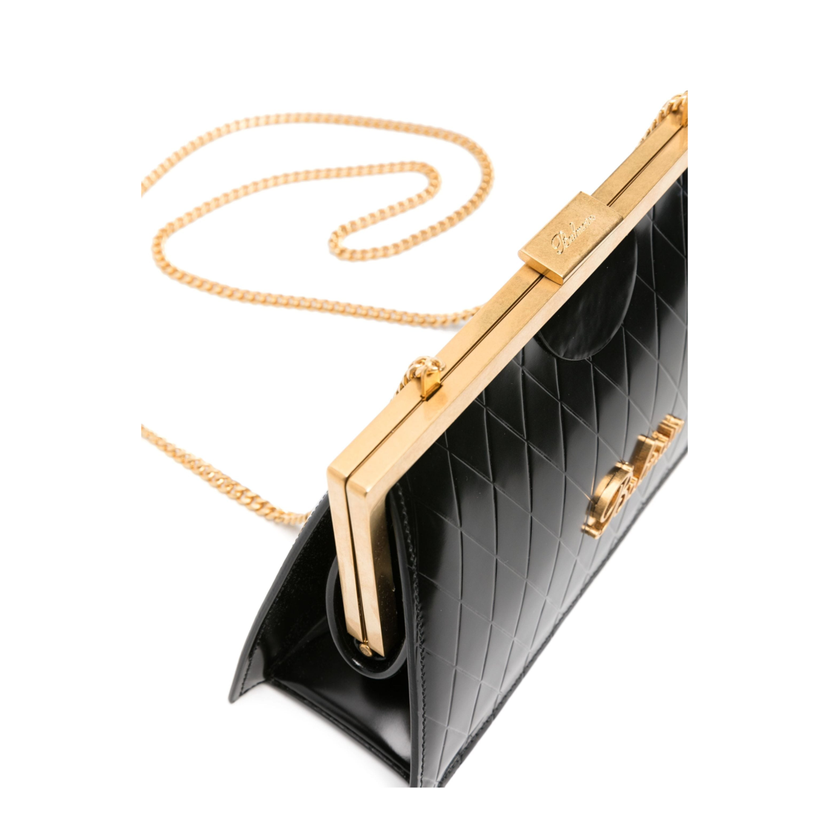 Shoulder Bag with Logo and Embossed Grid Pattern