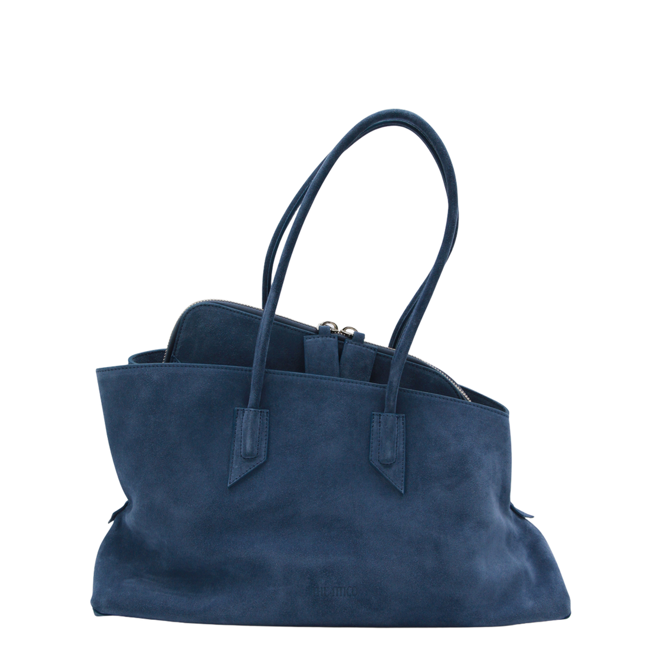 La Passeggiata Medium Suede Top Handle Bag - Sapphire Blue