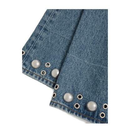 Denim Pants With Cabochons in Blue