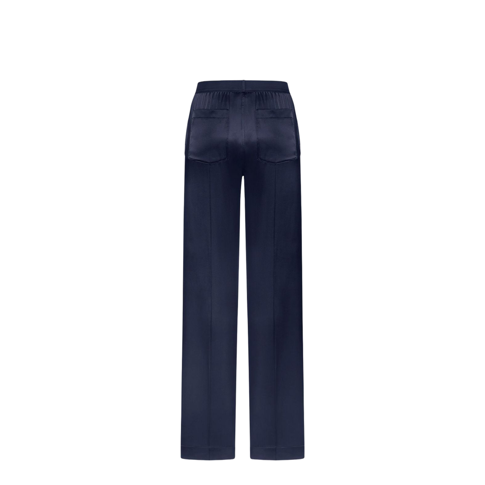 Dark Navy Stretch Silk Satin Relaxed PJ Pants