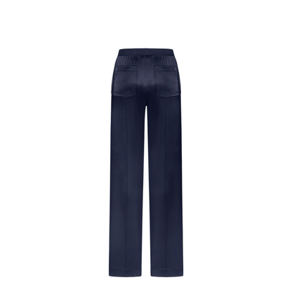 Dark Navy Stretch Silk Satin Relaxed PJ Pants