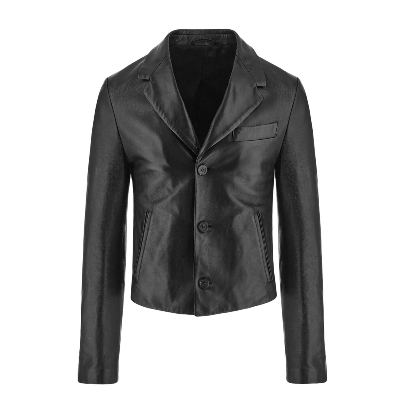 Slim-Cut Single-Breasted Leather Blazer