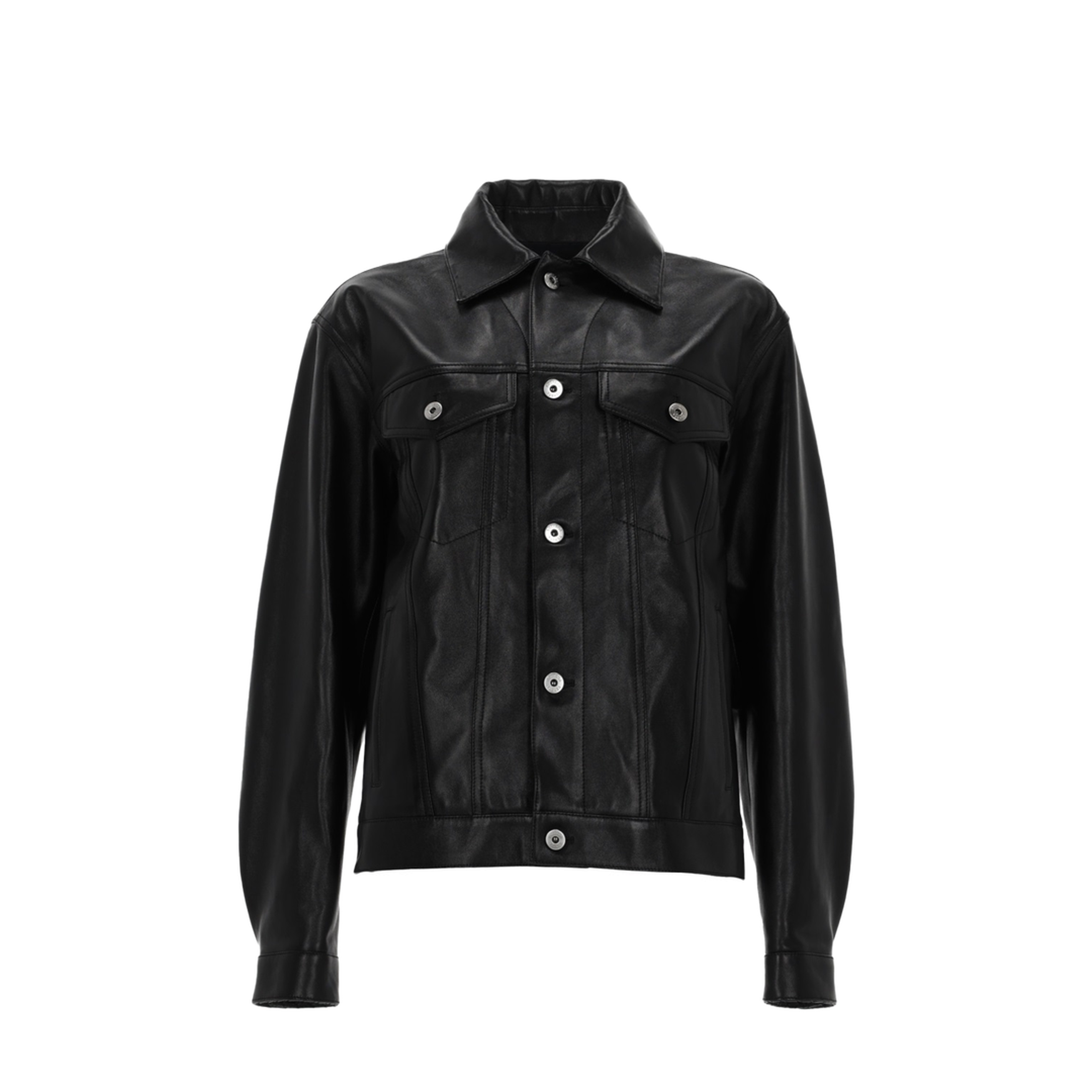 Black Nappa Leather Jacket With Intrecciato Leather Bandana