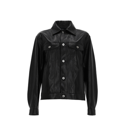 Black Nappa Leather Jacket With Intrecciato Leather Bandana