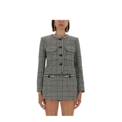 MAYFEYR - Self Portrait - Houndstooth Jacket With Crystals - PF25111JBWBLACKANDWHITE