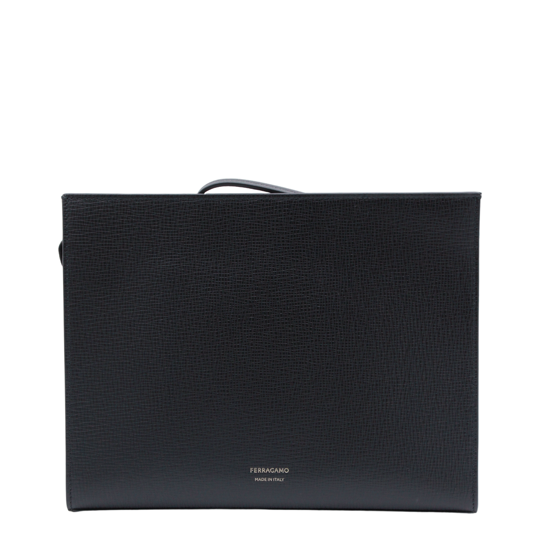 Gancini Hammered Calfskin Pouch - Nero