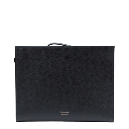 Gancini Hammered Calfskin Pouch - Nero