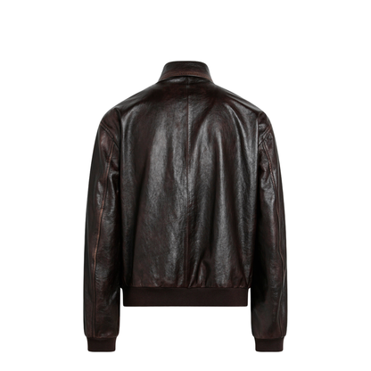 MAYFEYR - Prada - Vintage Nappa Leather Bomber Jacket In Dark Brown - UPW622OOO16ILF0003