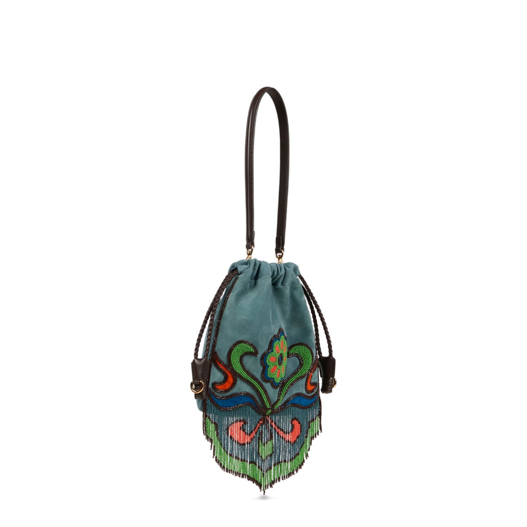 Small Suede Kalispera Bag with Beads and Fringes