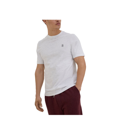 T-Shirt with Faux-Layering in Pearl Grey