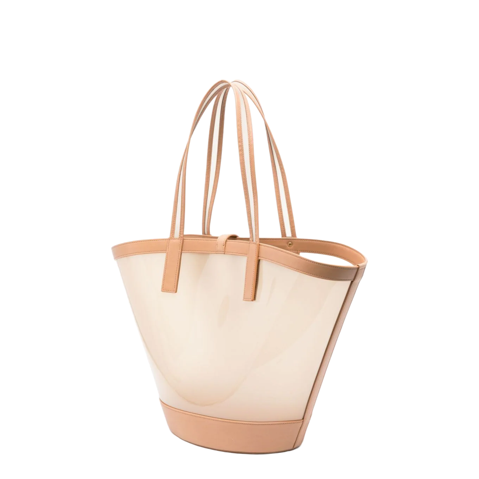 Panier Medium Vinyl and Vegetable-Tanned Leather Tote Bags - Beige