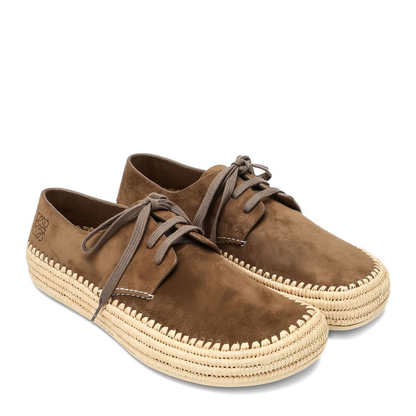 Brown Signature Anagram Debossed Logo Suede Lace-Up Fastening Rubber Sole