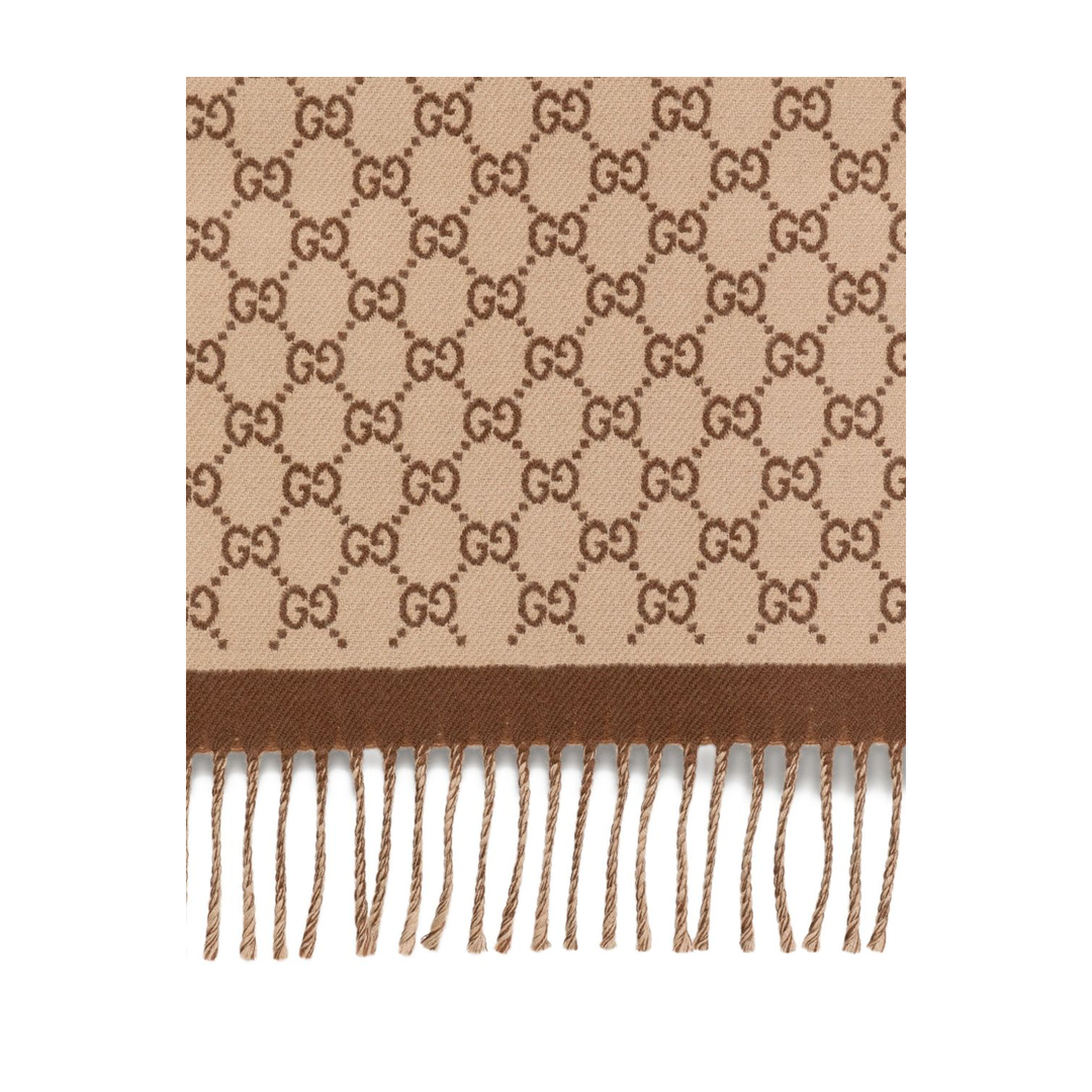 Wool Scarf in Beige and Brown