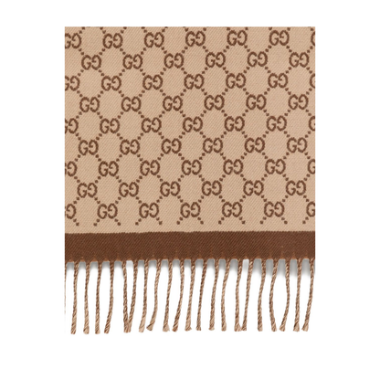 Wool Scarf in Beige and Brown