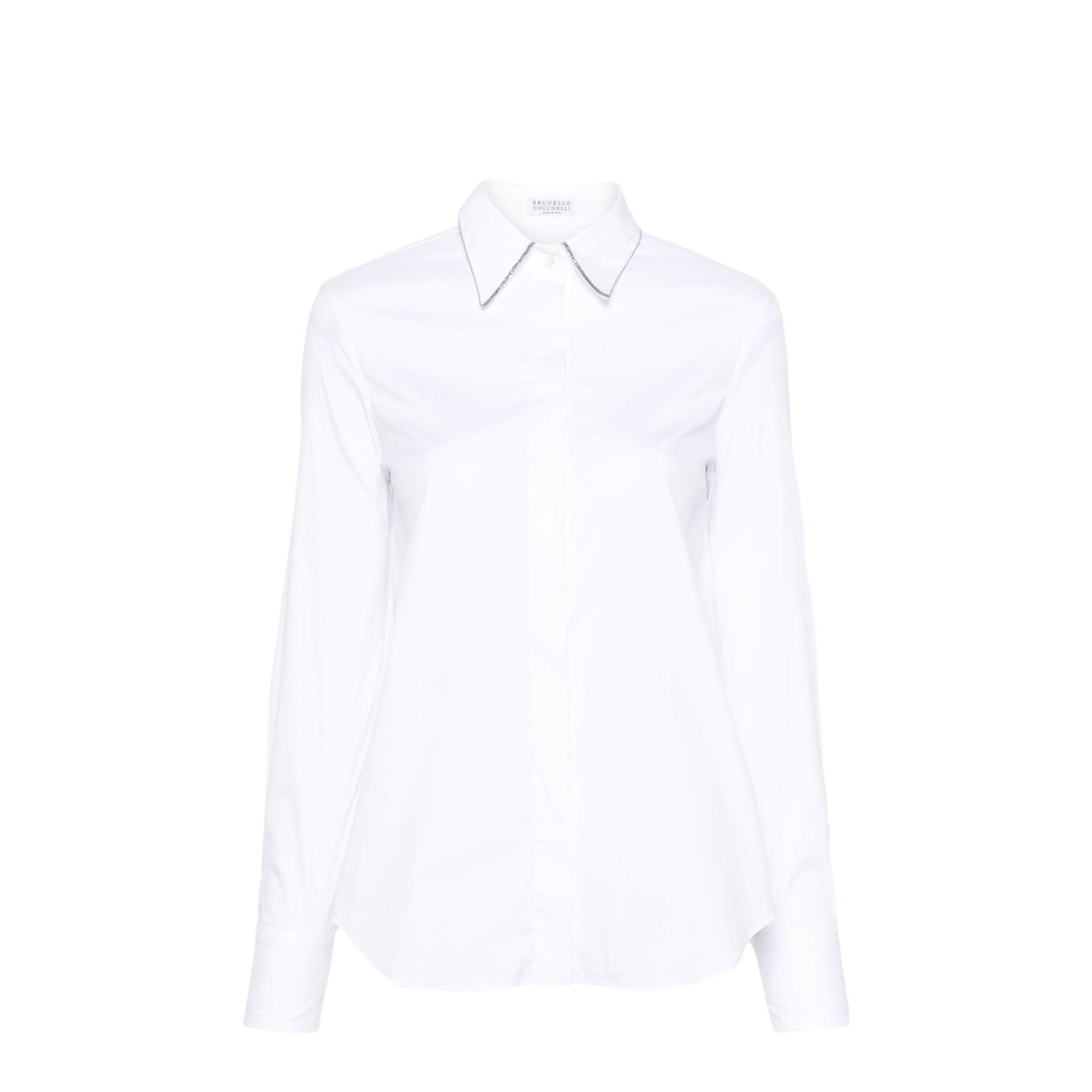Stretch Cotton Poplin Shirt with Shiny Collar