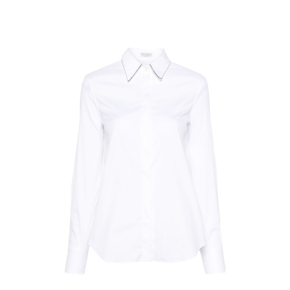 Stretch Cotton Poplin Shirt with Shiny Collar