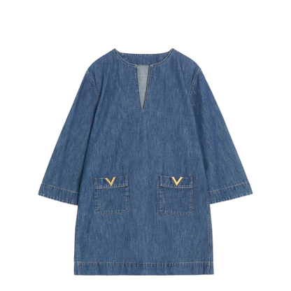 Vlogo Signature Denim Short Dress