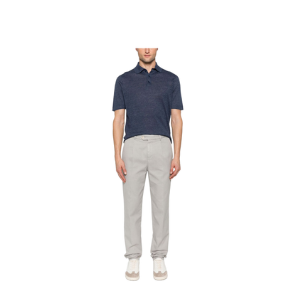 Linen and Cotton Knit Polo Shirt