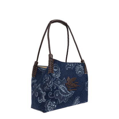 Small Libra Tote Bag in Jacquard Denim