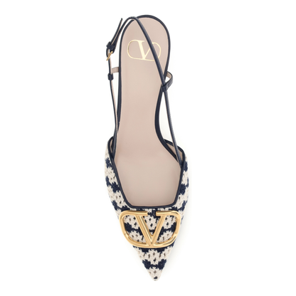 MAYFEYR - Valentino - Vlogo Signature Slingback Pumps In Crochet Fabric - 8W0S0Q70JZU