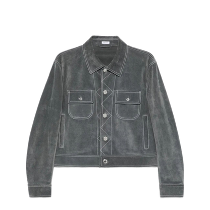 MAYFEYR - Thom Browne - Backstrap Utility Jacket W/ Contrast Stitching In Calf Suede - MJO243XL0138045