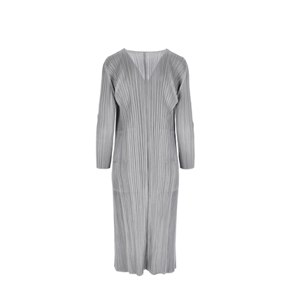 Pleated Long Cardigan in Gray