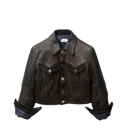 Slim-fit leather blouson
