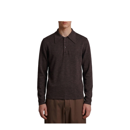 MAYFEYR - Lemaire - Ecorce Mouliné Wool Long-Sleeve Polo - TS0031LK1072BR528