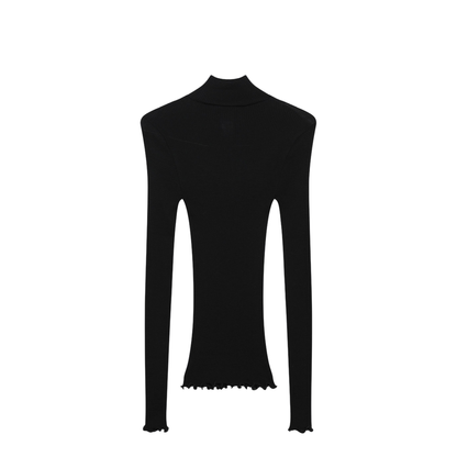 MAYFEYR - Prada - Black Ribbed Turtleneck Sweater With Triangle Logo - 39700OOO6080F0002