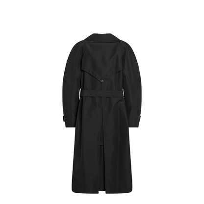 Black Double-Breasted Trench Coat with Belt