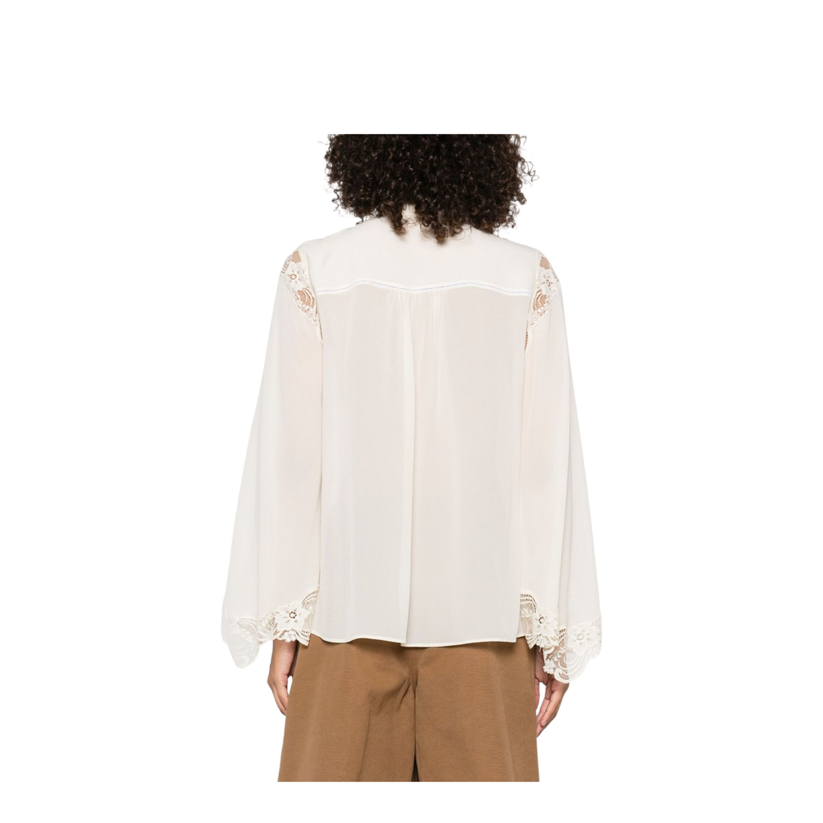 Fluid Blouse in Silk Georgette & Lace
