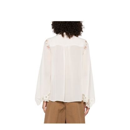 Fluid Blouse in Silk Georgette & Lace