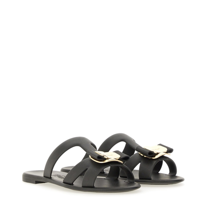 Black Leather Flats