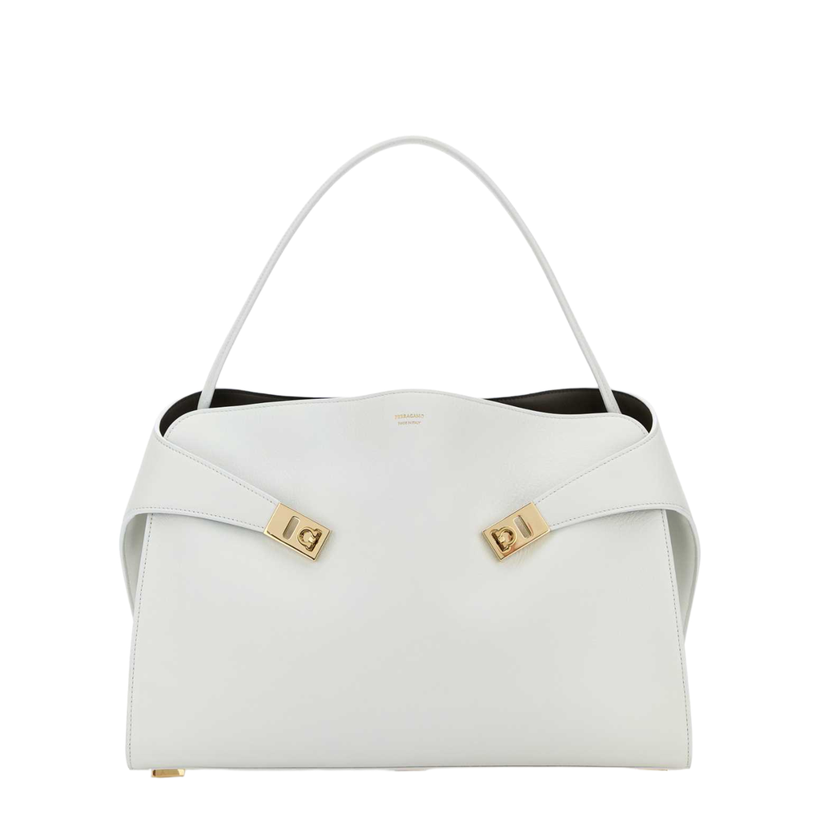 White Leather Large Hug Soft Shoulder Bag
