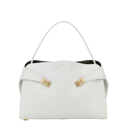 White Leather Large Hug Soft Shoulder Bag