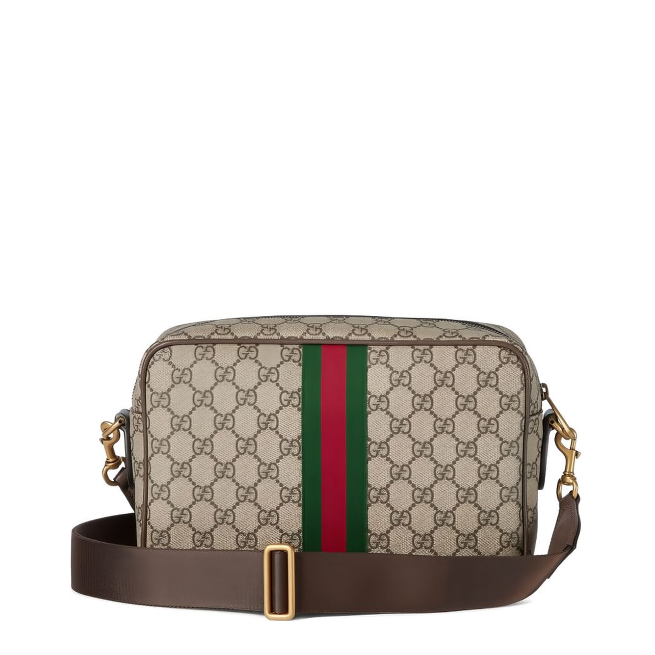 Ophidia Medium GG Supreme Coated Canvas Crossbody - Beige and Dark Brown