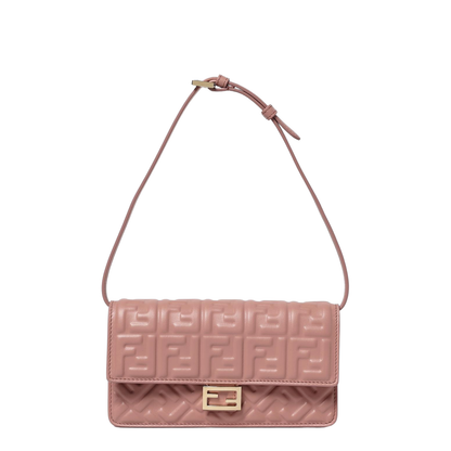 Baguette Leather Shoulder Bags - Pink