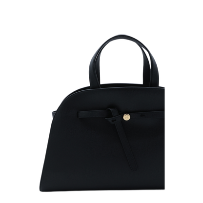 Romy Calf Leather Boston Bag - Black