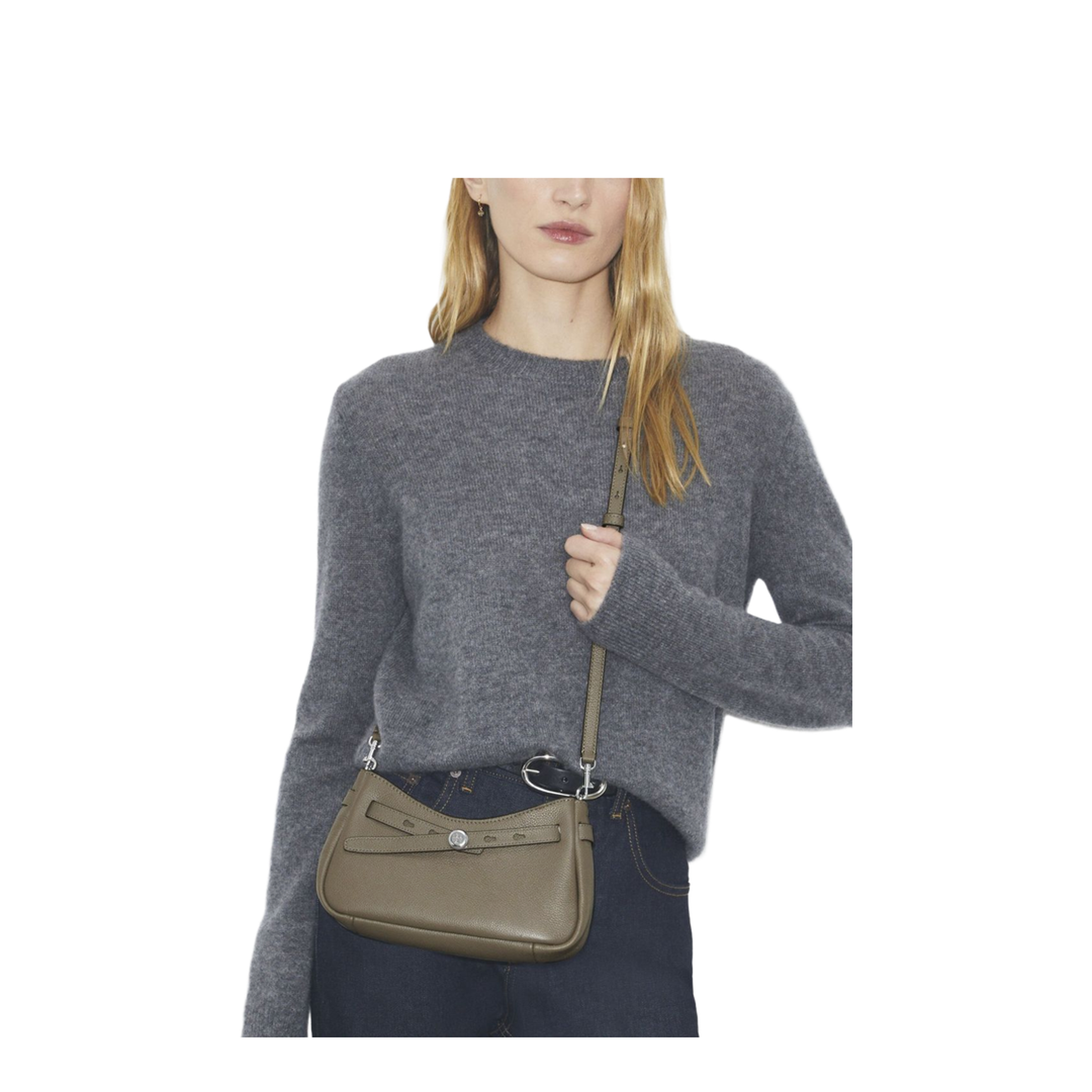 Romy Pebbled Leather Crossbody - Wild Mushroom