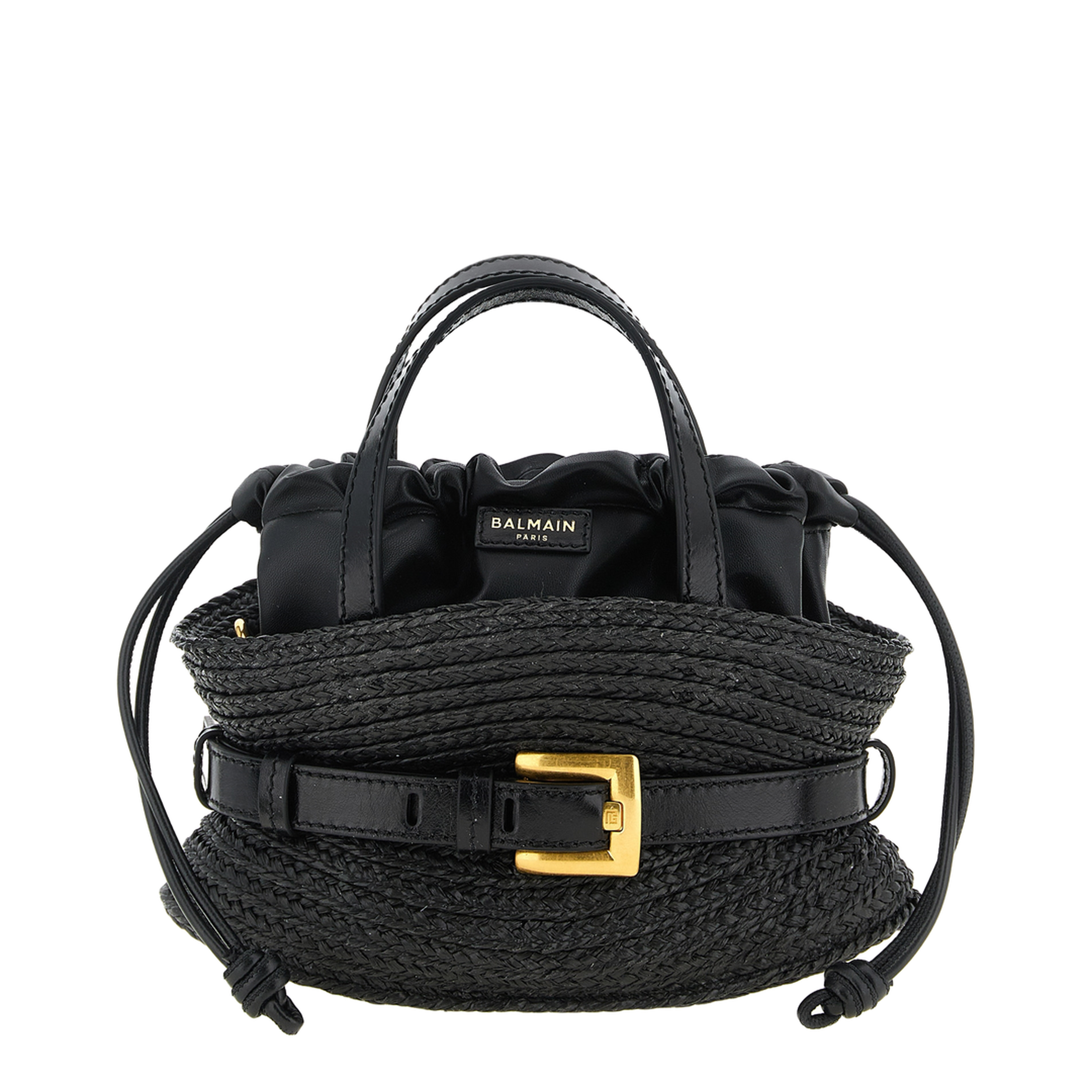 Shuffle Mini Bag in Calfskin and Raffia