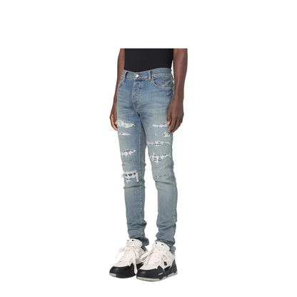 Blue 'Ma Quand' Jeans With Ripped Details On The Front And Logo Patch On The Rear In Denim