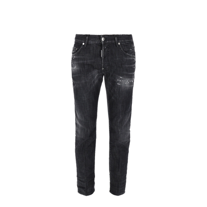 Black Washed-Effect Distressed Jeans