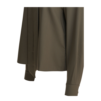 MAYFEYR - Self Portrait - Twill Blouse With Bow Collar - PF25016TGGREEN