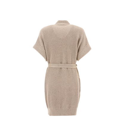 Cotton Diamond Yarn English Rib Cardigan Beige