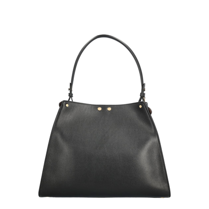 Way Medium Calf Leather with Suede Top-Handle Bag - Black / Chocolate