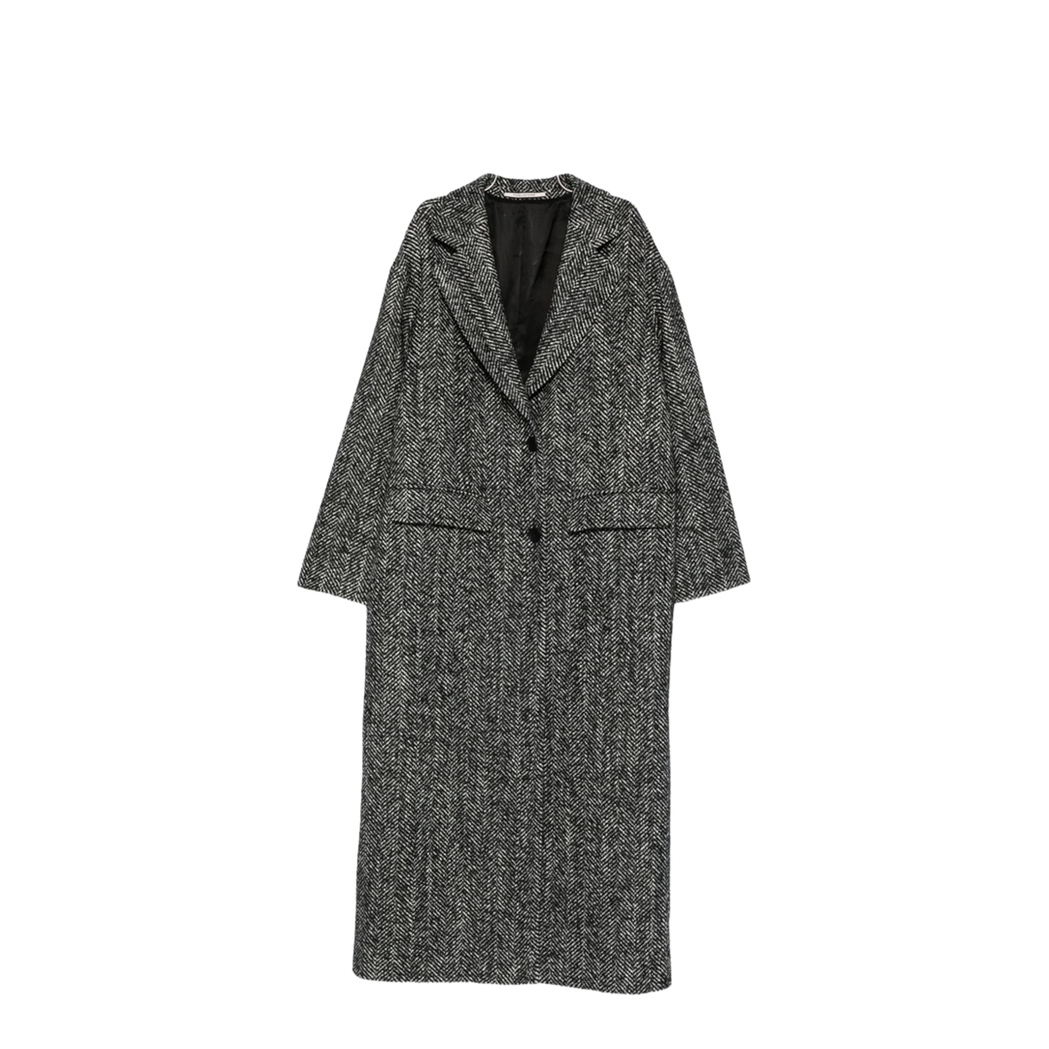 Wool Blend Single-breasted Coat Black