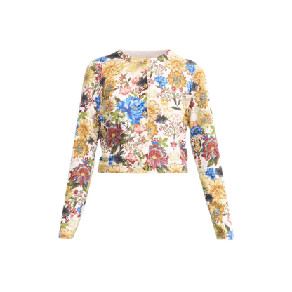 MAYFEYR - Alice + Olivia - Multicolor Cotton Floral Print Sweater - CC608534704A257