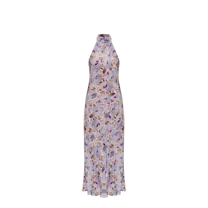 Silk Dress with Floral Motif
